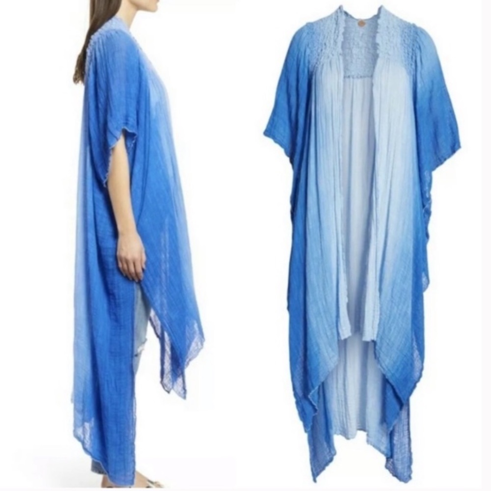 Free People Angelina Dip Dye Tie Dye Boho Kimono Robe - Picture 3 of 11